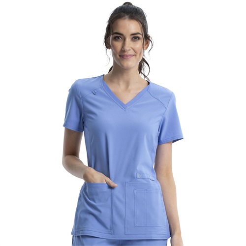 Cherokee iFlex V-Neck Knit Panel Top