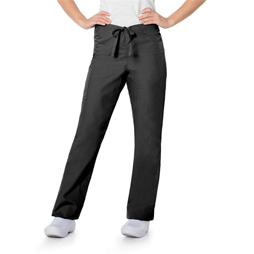 Unisex Straight-Leg Cargo Scrub Pants, Black